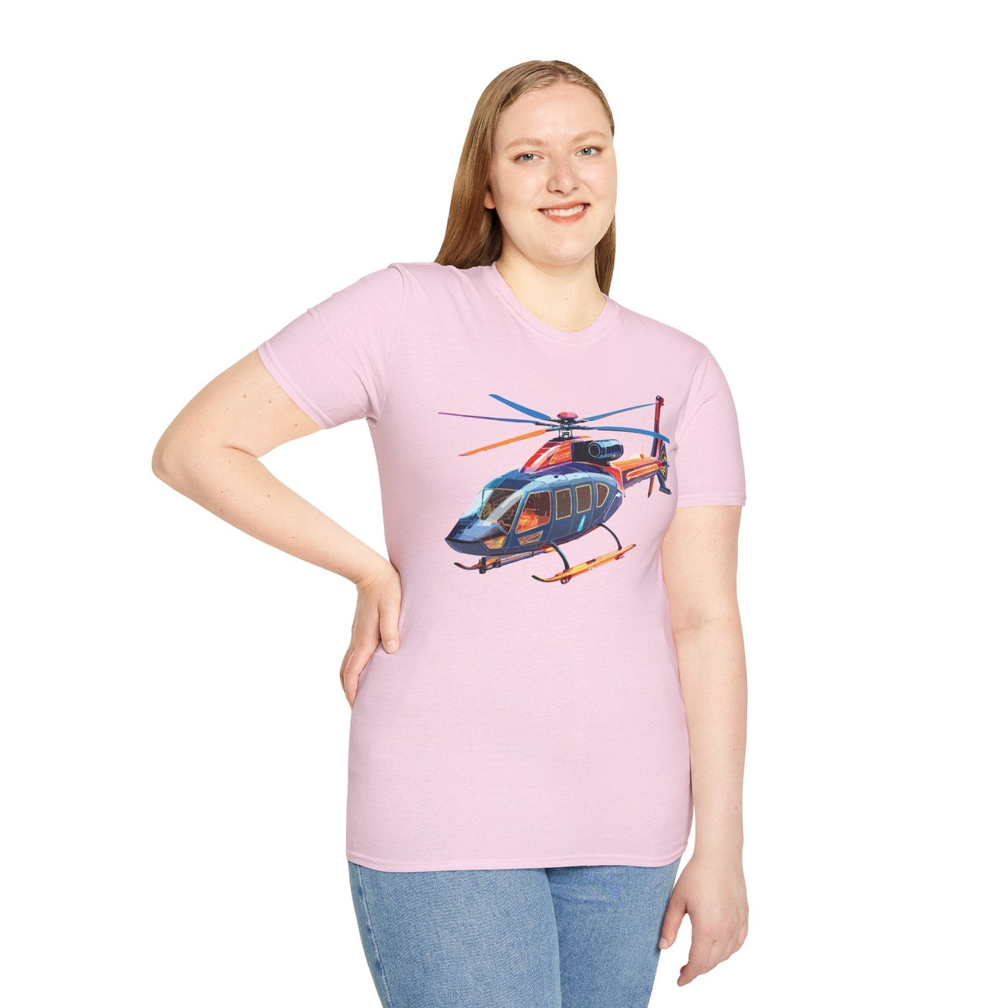 Chopper Helicopter Graphic T Shirt Unisex Softstyle Cotton Short Sleeve Artwork Design