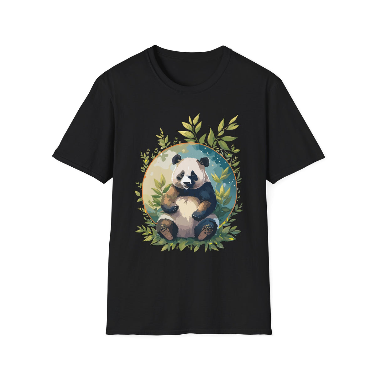 Panda with Leaves T-Shirt | Cute Panda Illustration Tee