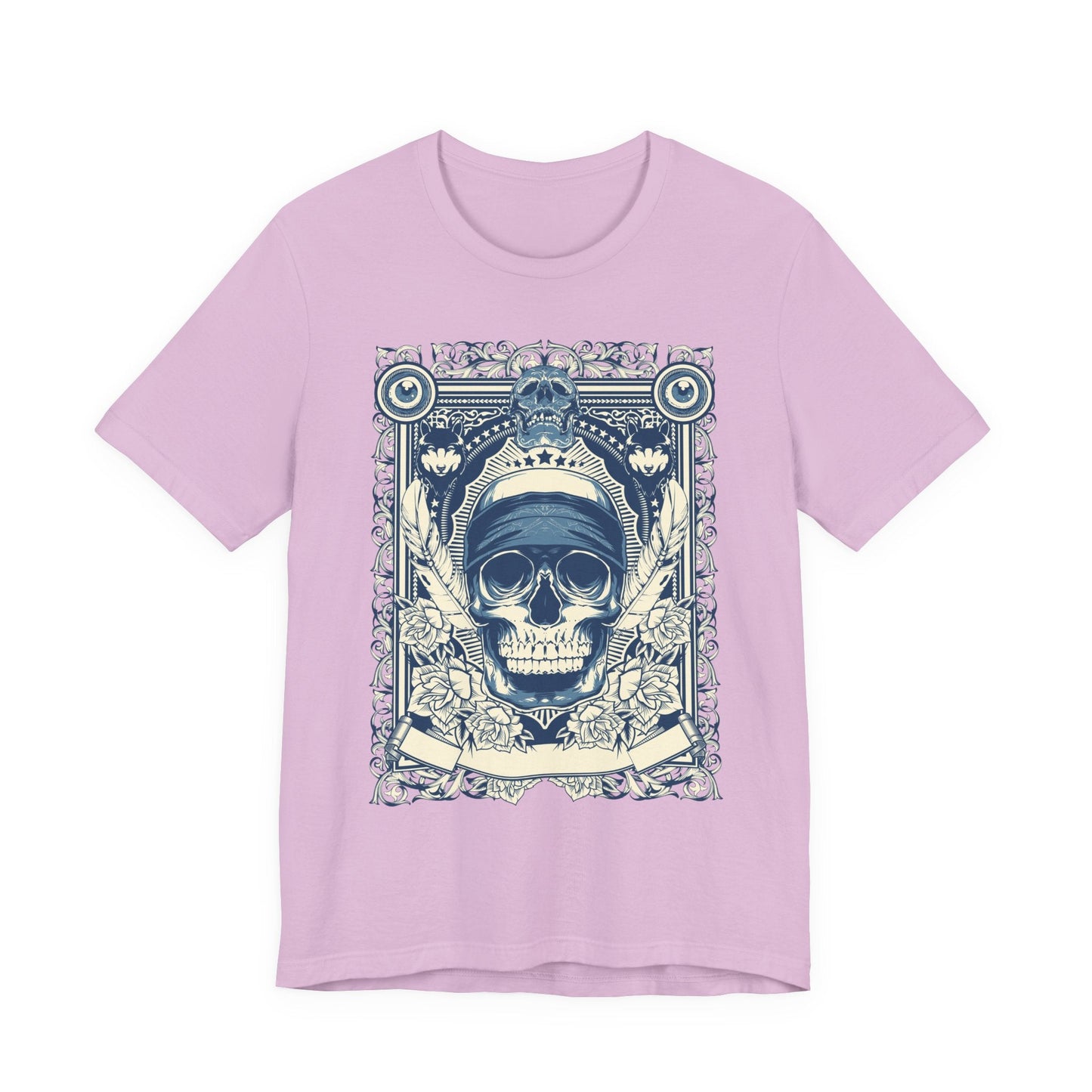 Skull Crown Graphic Tee Vintage Ornate Skull Illustration Rock Band T-Shirt