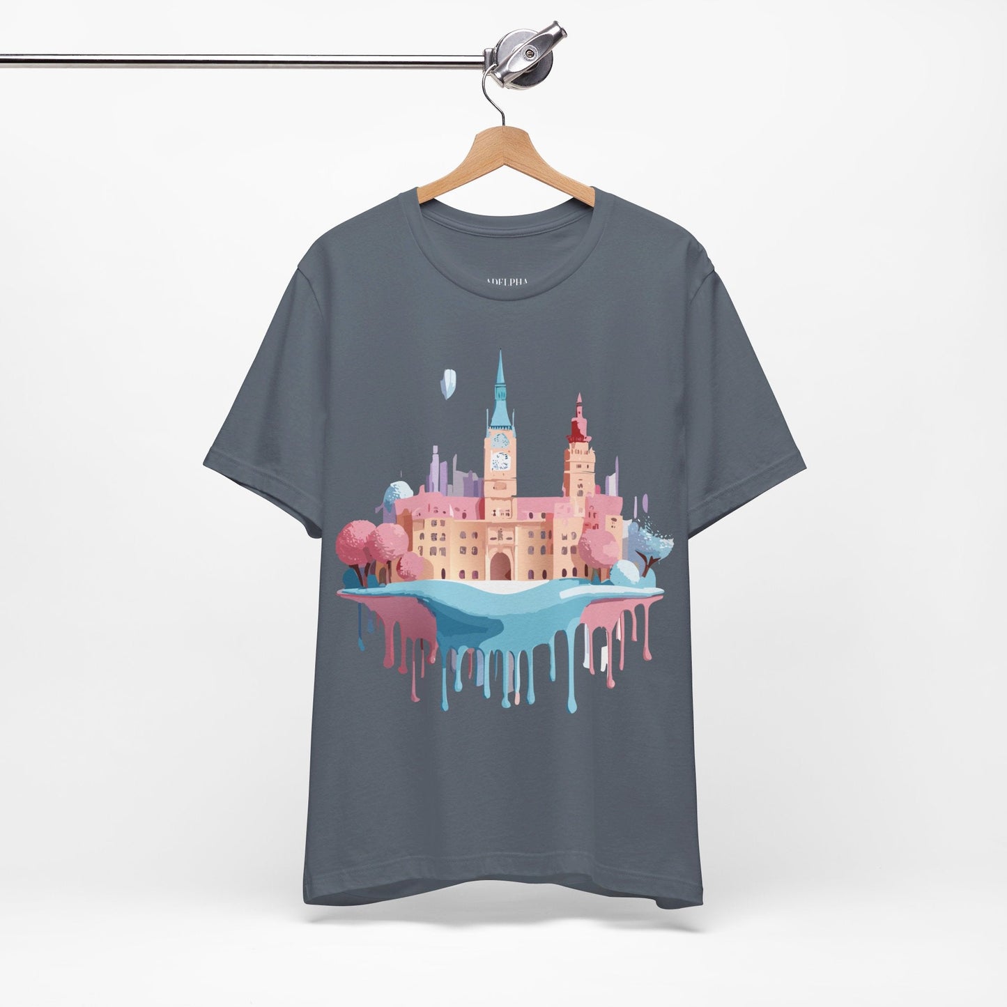 Prague Tourist Shirt Unisex Short Sleeve Graphic Tee Featuring Adelpha Vintage Artwork