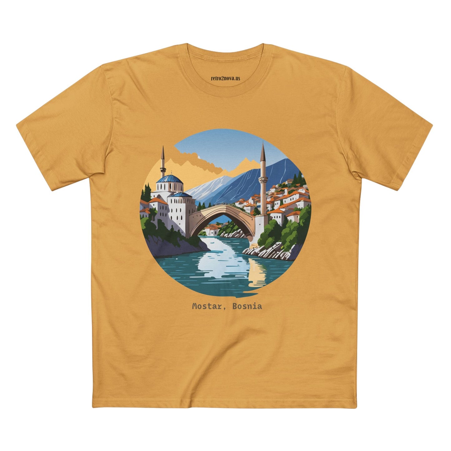 Bosnia Travel Shirt Unisex Premium Cotton Tee With Original Art Design Retro2Nova TT 48