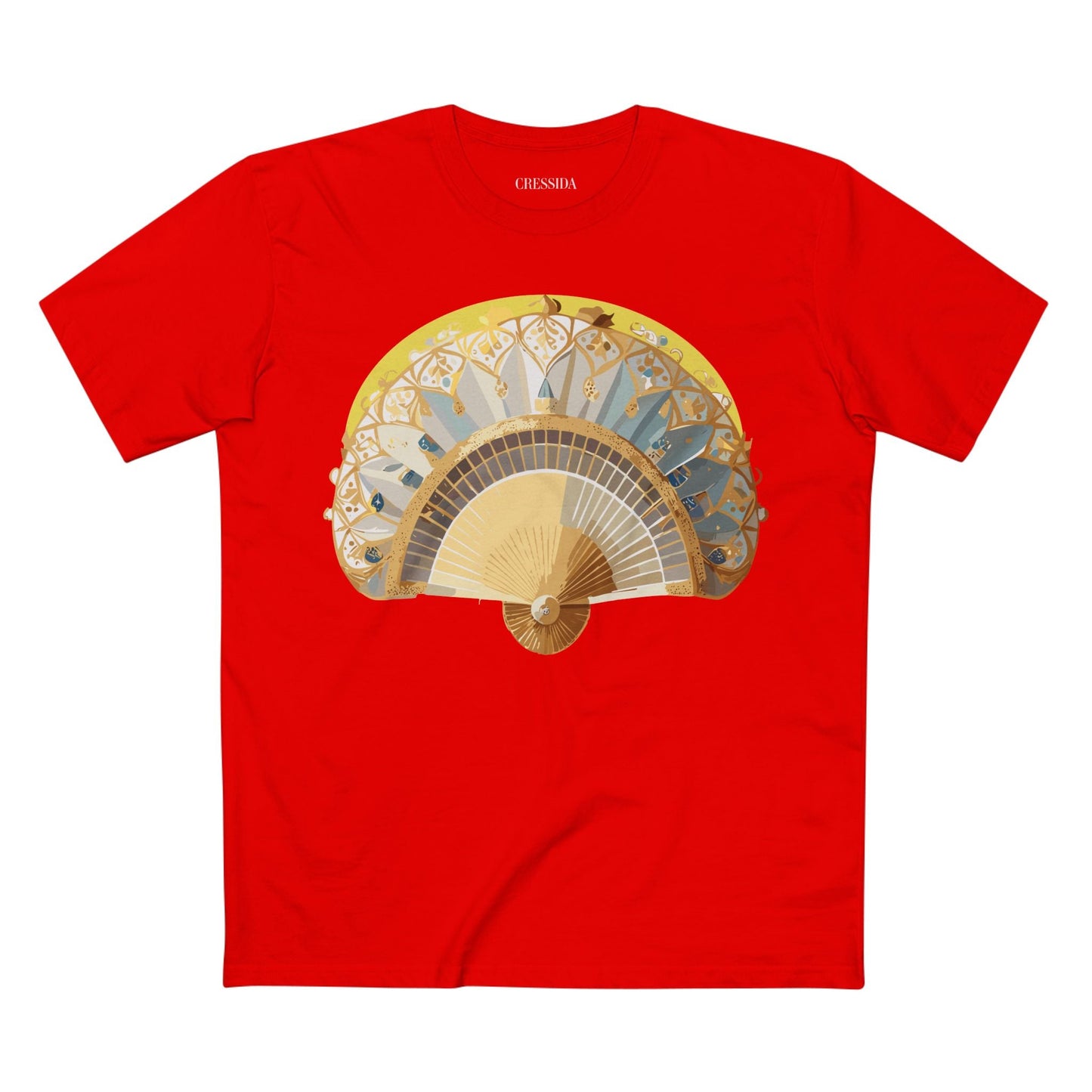 Antique Fan Graphic Design T-Shirt Unisex 100 Cotton Floral Carnival Artwork Tee 19