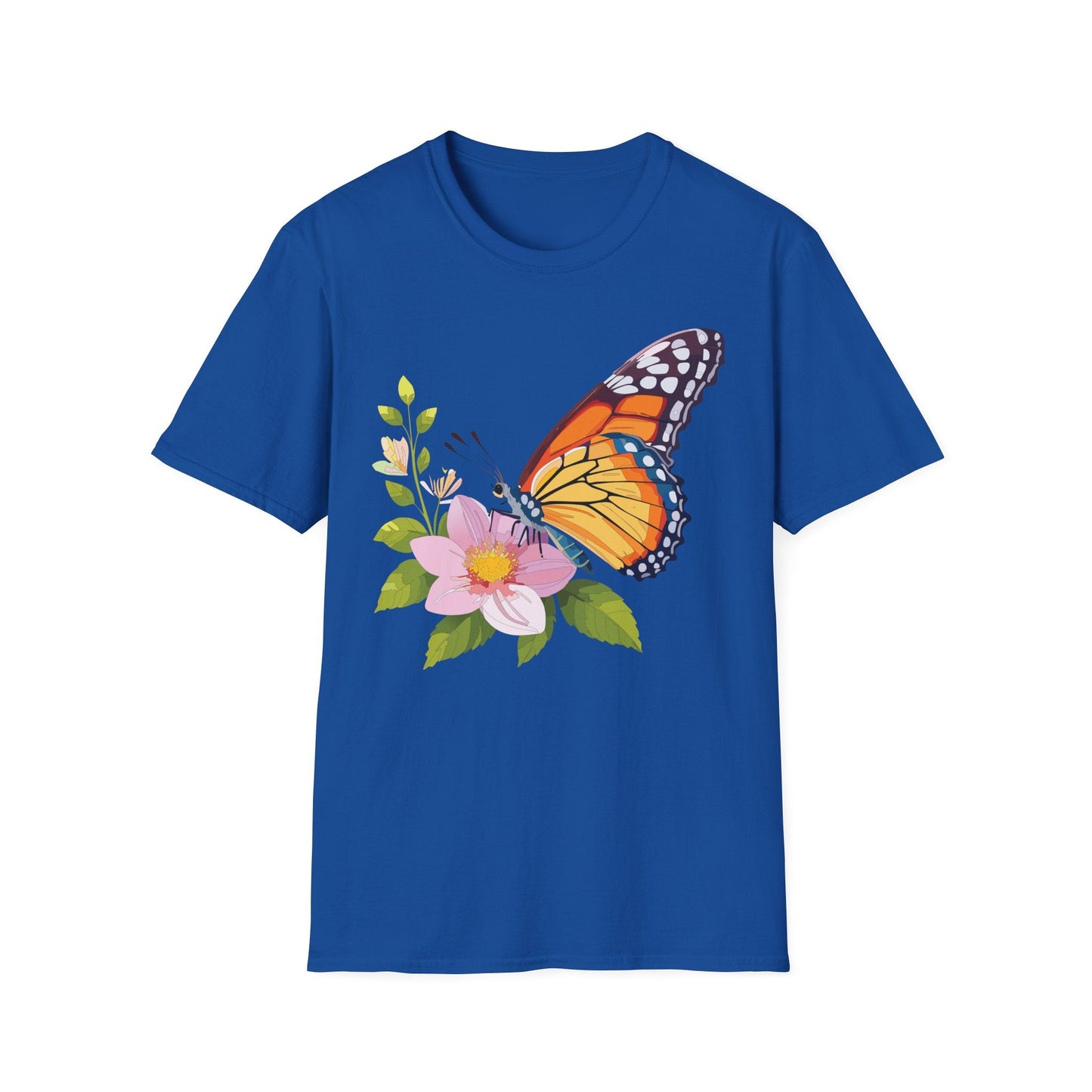 Butterfly T Shirt for Women and Men Monarch Print Softstyle Unisex Gildan 64000 Tee
