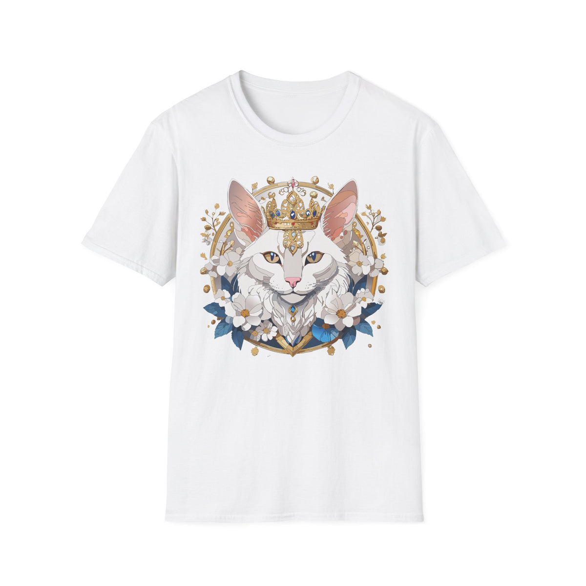 Regal Cat Crown T-Shirt | Crowned Kitty Illustration Tee