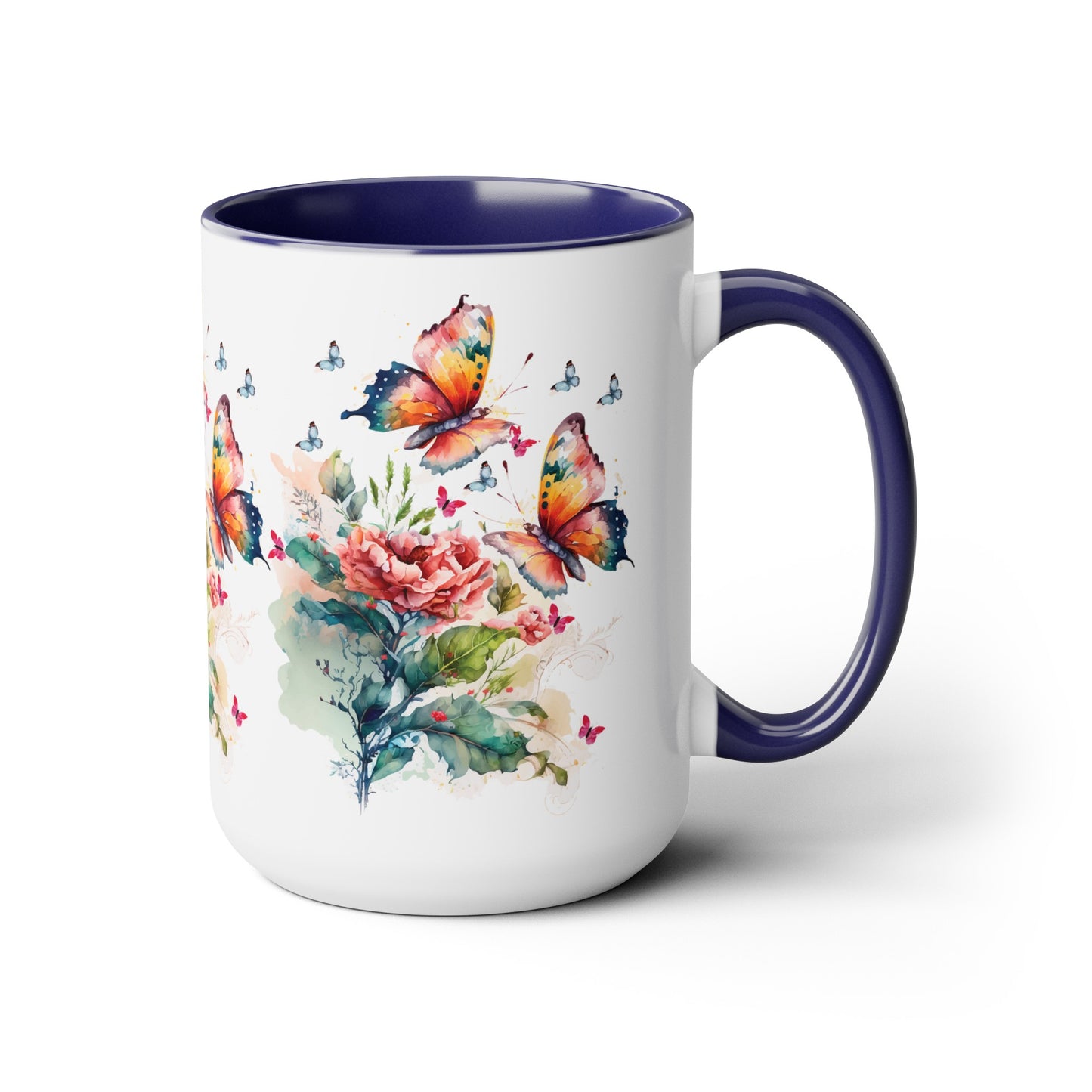 Two-Tone Coffee Mugs with butterfly