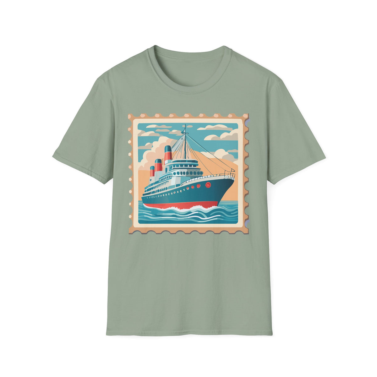Vintage Ocean Liner Stamp T-Shirt | Retro Cruise Ship Tee