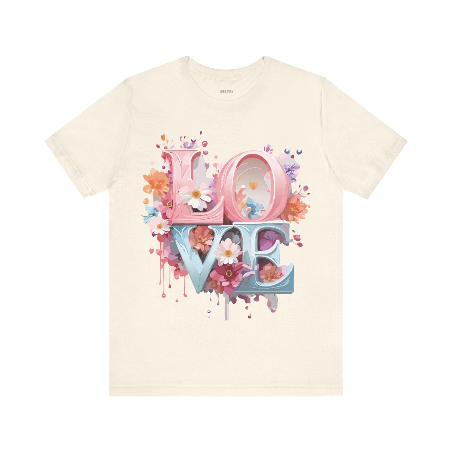 Valentine Day Graphic Unisex 100 Cotton Vintage Artwork with Love and Flower Design Tee 45