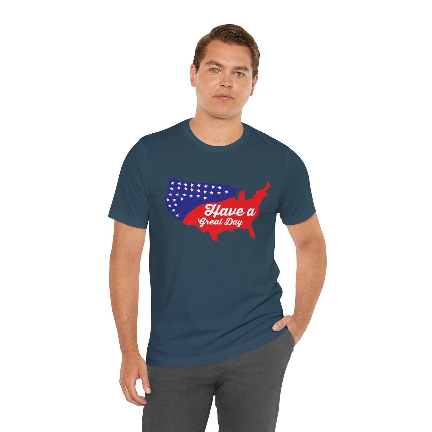 USA Map Patriotic Graphic Unisex Cotton T-Shirt 021