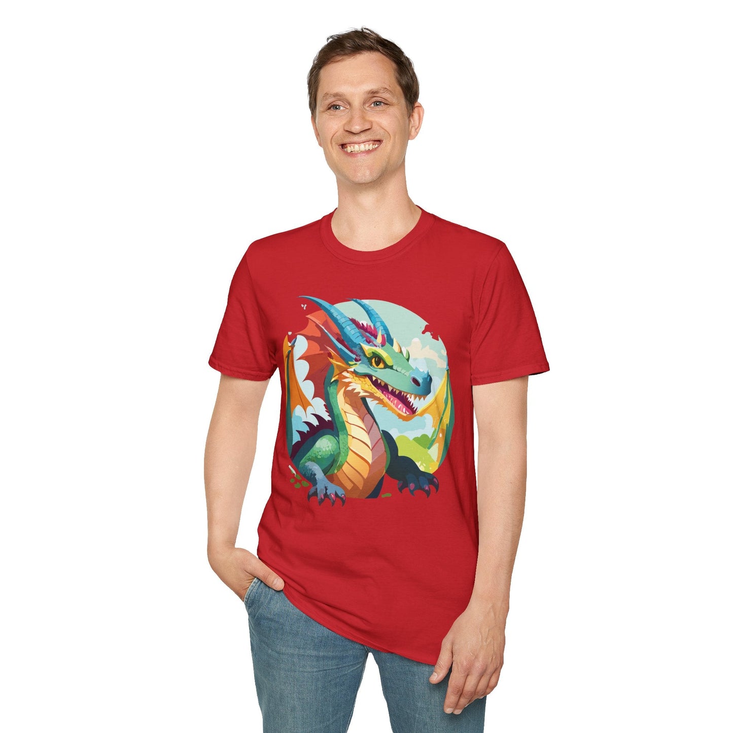 Dragon Graphic Unisex Cotton Softstyle Art Design Tee With Animals 19