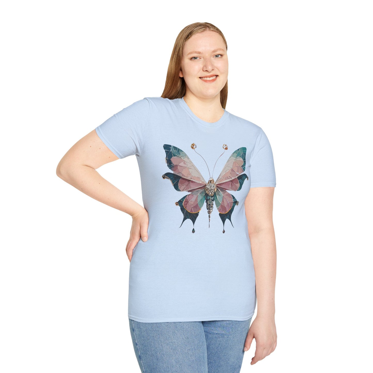 Butterfly Shirt Unisex T Shirt Monarch Print Gildan Softstyle 64000 100 Percent Ring Spun Cotton