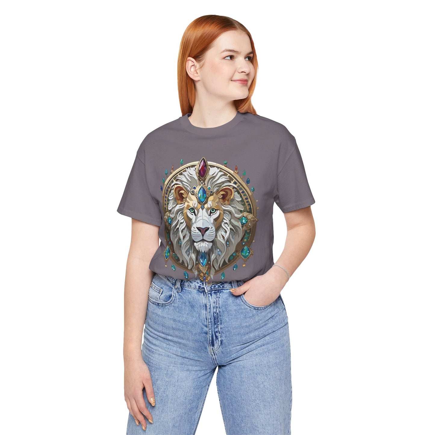 Unisex Lion Graphic Tee, Animal Shirt, Tee Shirt with Lion, Medallion T-Shirt, Animal Medallion Tees