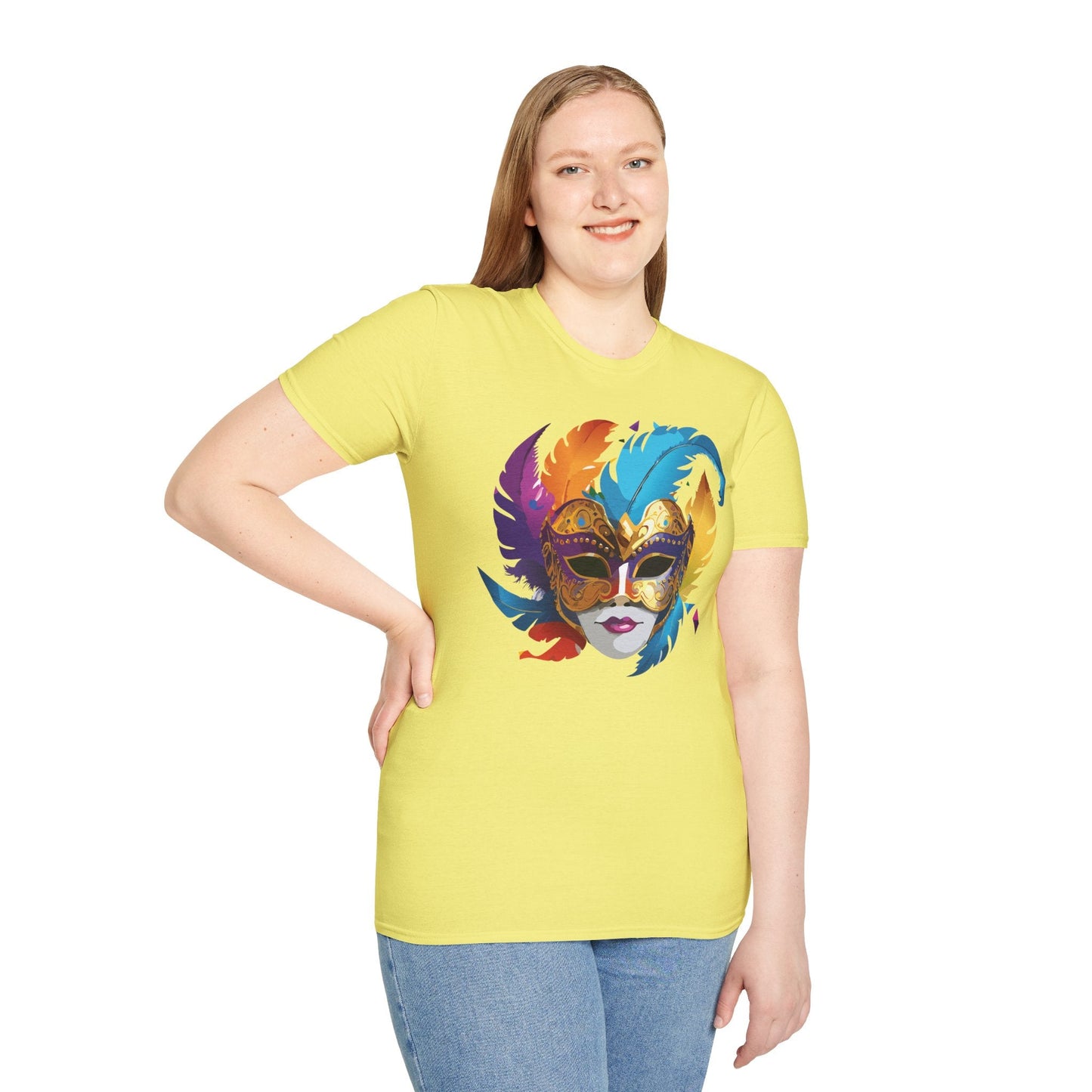 Mask Tee Shirt Unisex Short Sleeve Cotton Tee Art Design Masquerade Gildan Softstyle 64000