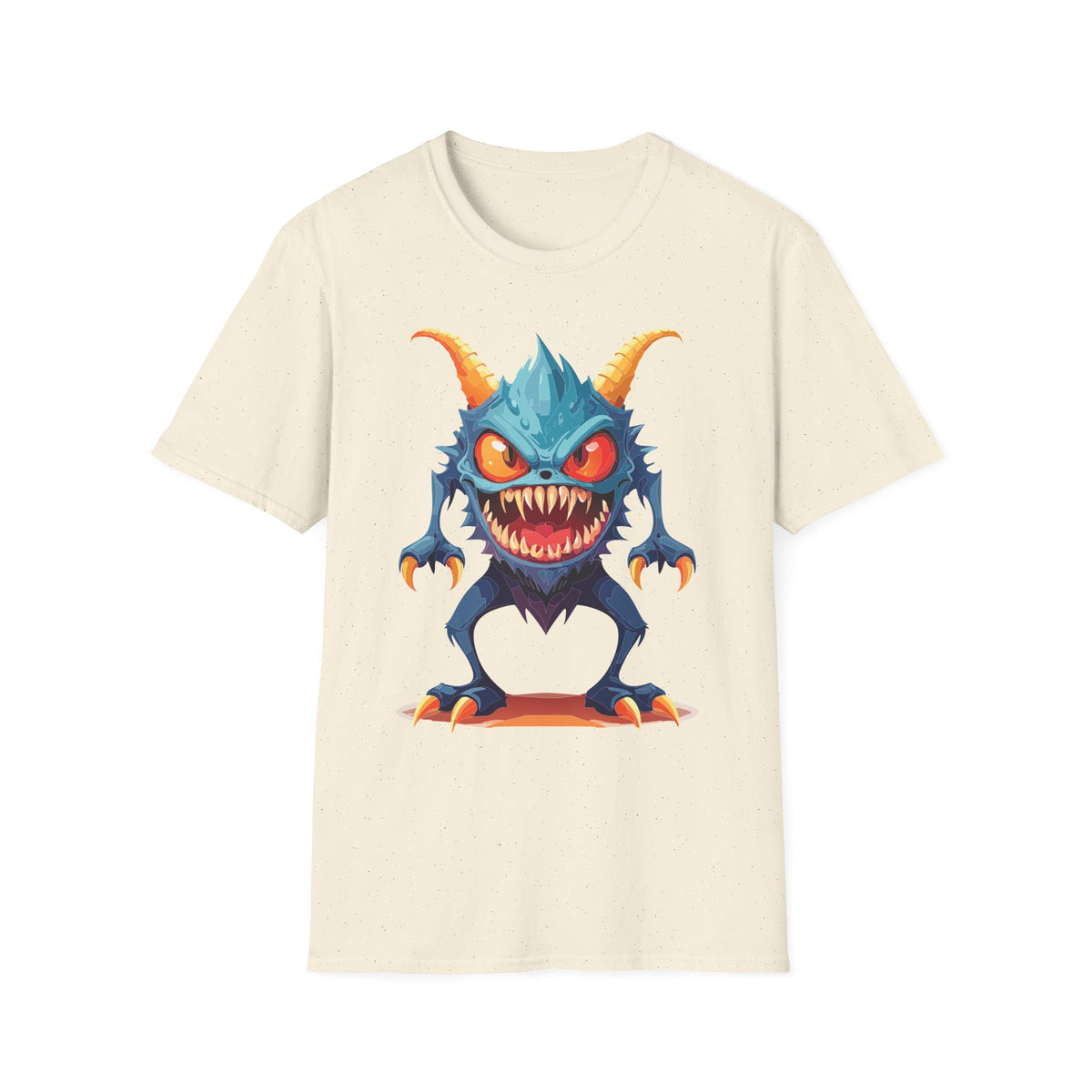 Monster Graphic T-Shirt — Cute Scary Blue Demon Tee for Halloween & Gamer Fans Cartoon Graphic Tee Unisex 100 Cotton Gildan T-Shirt