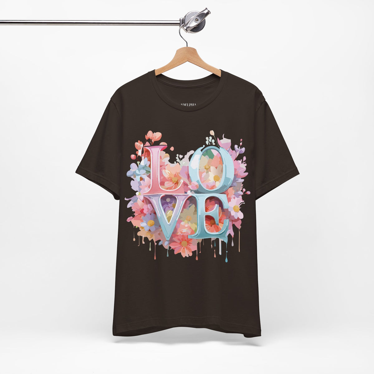 Valentine's Day Graphic Unisex Cotton Bella+Canvas Tee with Floral Art Design d118