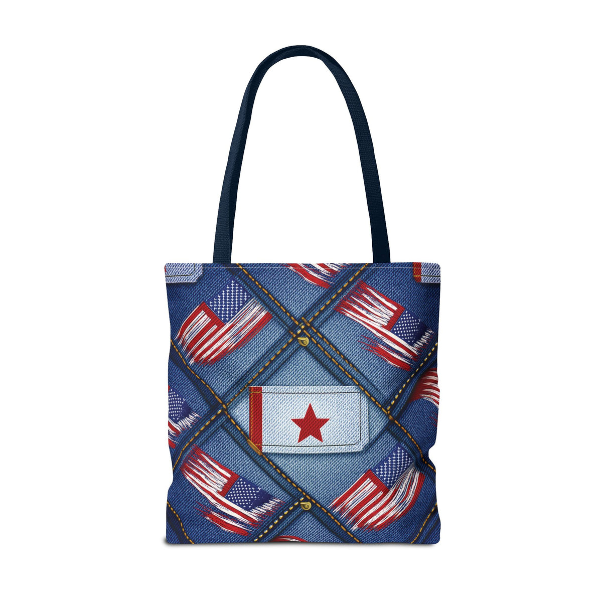 4th of July Graphic Denim Fabric Imitation Print Unisex Canvas Bag Poly Spun 3 Sizes Tote Bag 200-7