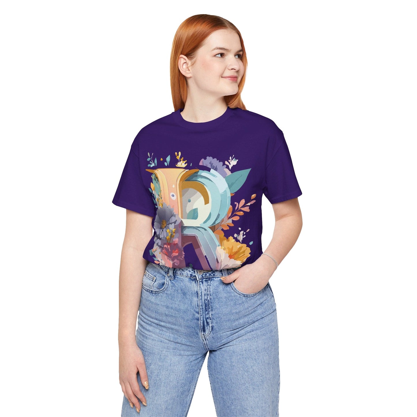 Letter R Graphic Tee Unisex Short Sleeve Vintage Inspired Shirt By Adelpha Art Design Tee