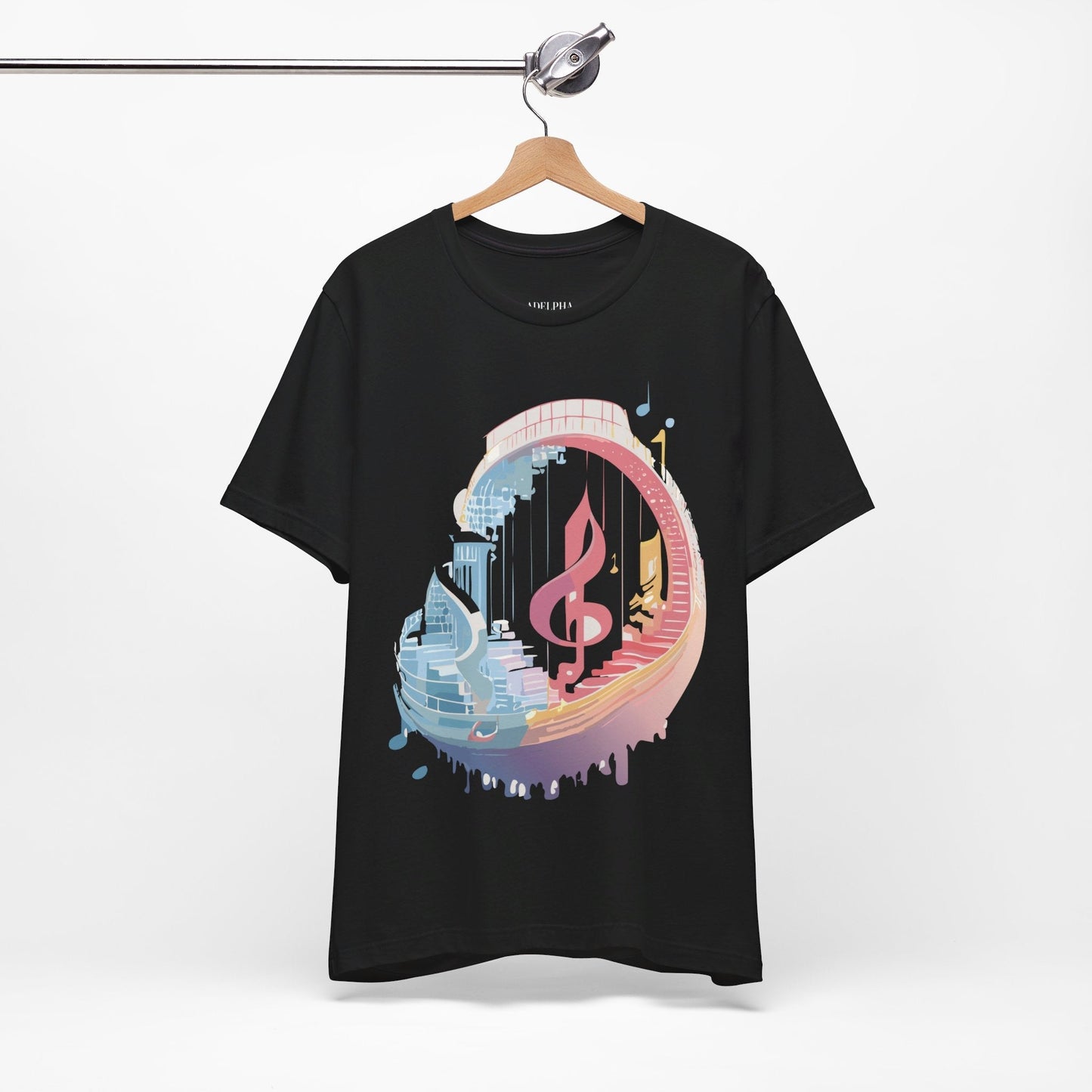 Music Graphic Unisex 100 Cotton Vintage Art with Musical Elements Tee 33