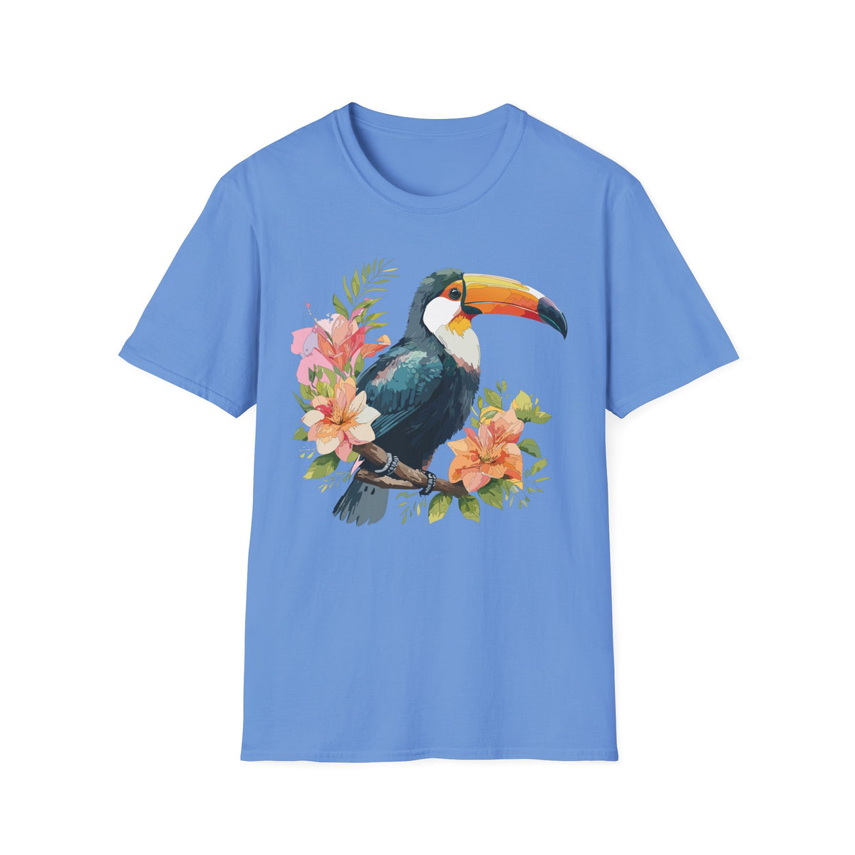 Tropical Toucan Illustration T-Shirt | Floral Bird Graphic