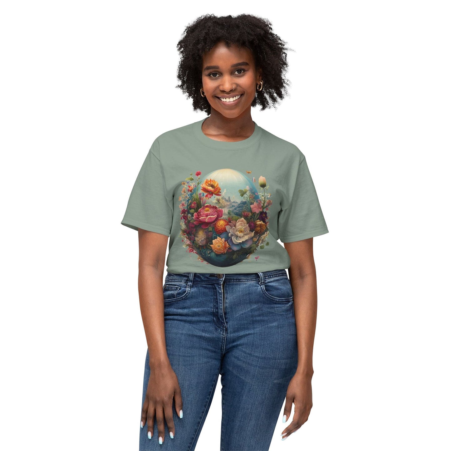 Unisex Floral T Shirt With Vintage Flower Art Print Cotton Tee For Men Women Everyday Wear