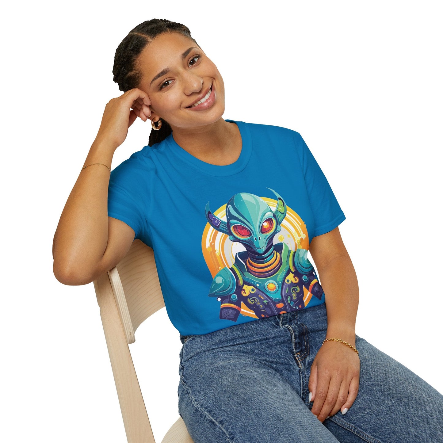 Alien T Shirt Cosmos Design Unisex Softstyle Cotton Tee With Aliens Art Graphic Print