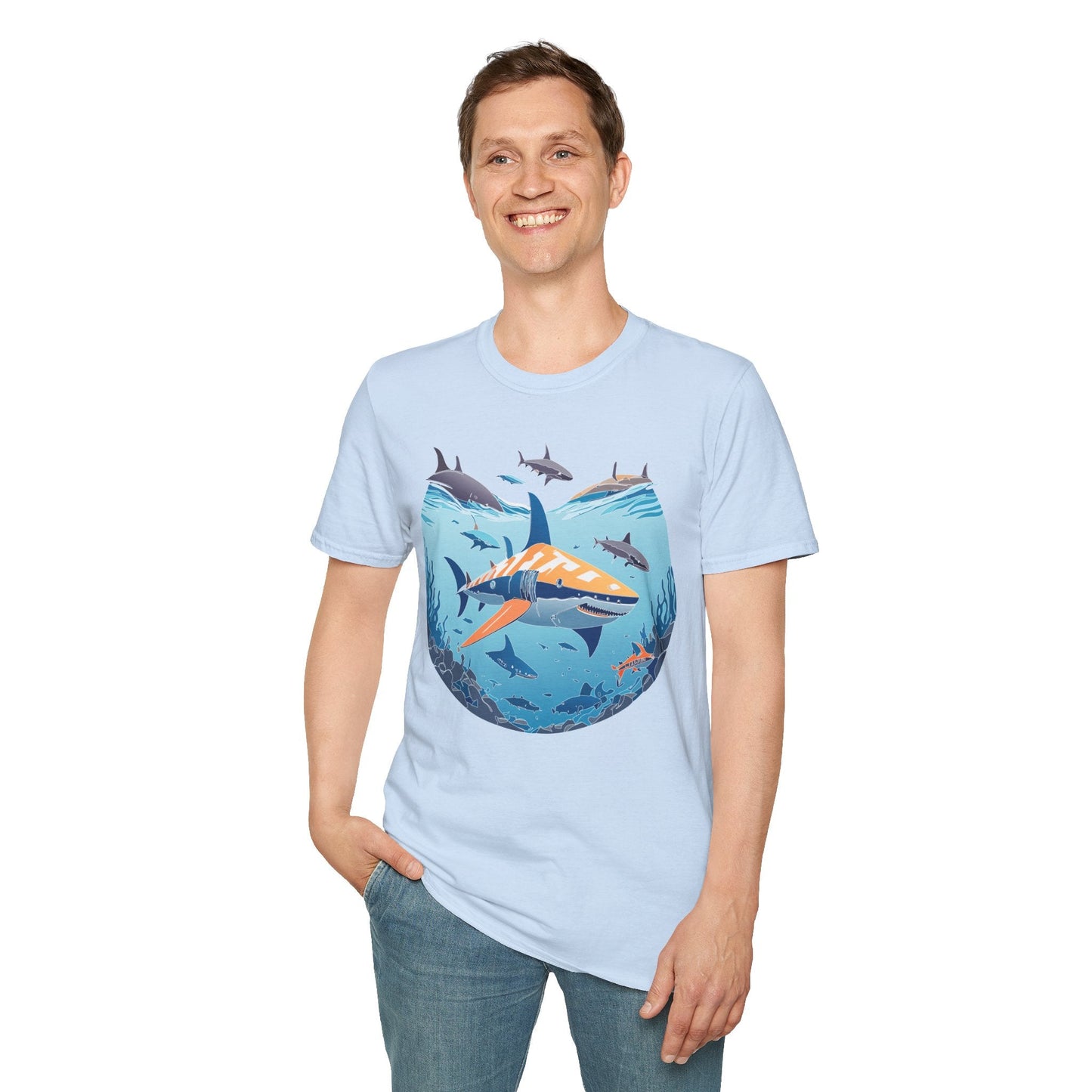 Ocean Tee Shirt Unisex Softstyle Gildan 64000 100 Percent Ring Spun Cotton Breathable U Boat Design
