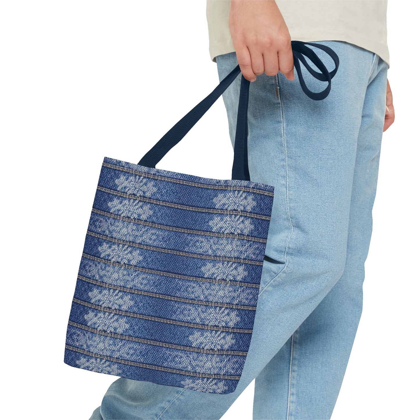 Denim Fabric Imitation Print Unisex Canvas Bag Poly Spun 3 Sizes Tote Bag 113