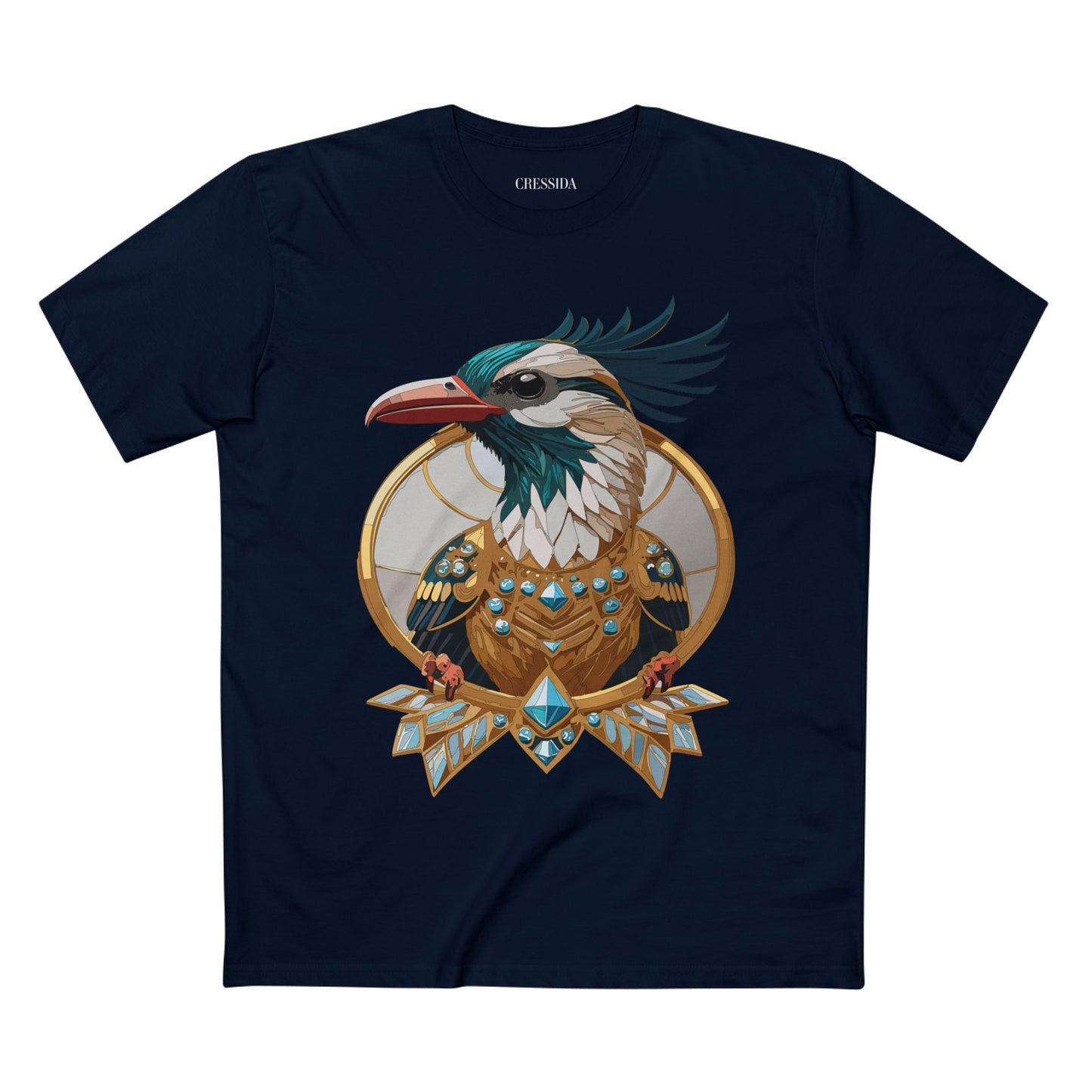 Bird Graphic Unisex 100 Cotton Tee With Unique Animal Golden Medallion Art Design 19