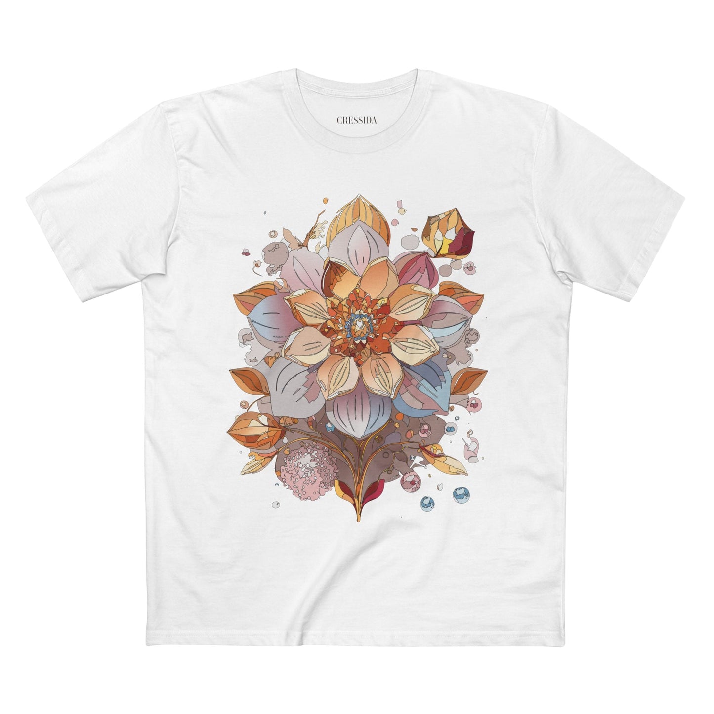 Floral Graphic T-Shirt Unisex 100 Cotton Art Design with Antique Flowers Tee 5