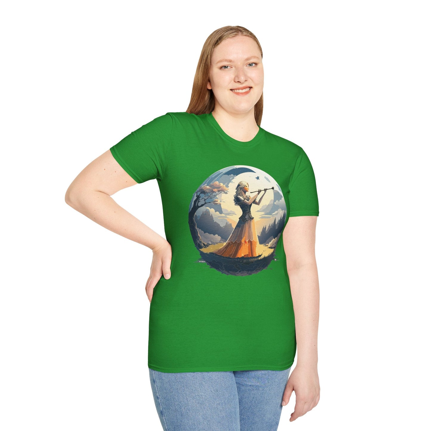Unisex Softstyle Graphic T Shirt 100 Percent Ring Spun Cotton Art Design Tee For Women