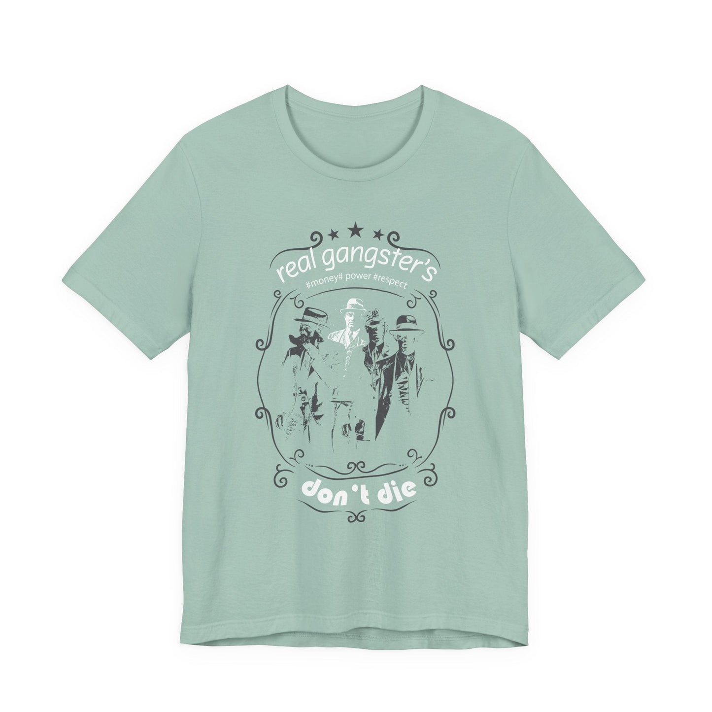 Real Gangsters Don't Die T-Shirt Vintage Outlaw Illustration Retro Biker Tee A-3