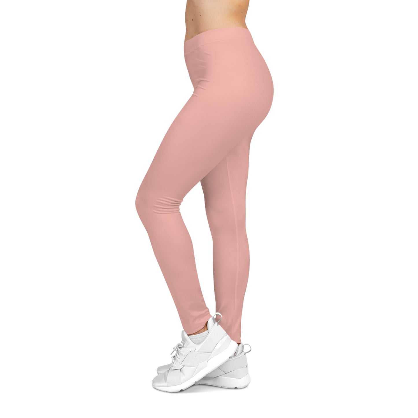 Powder Blush Rose Pink Color Women's Poly-Span Casual Leggings XS-2XL