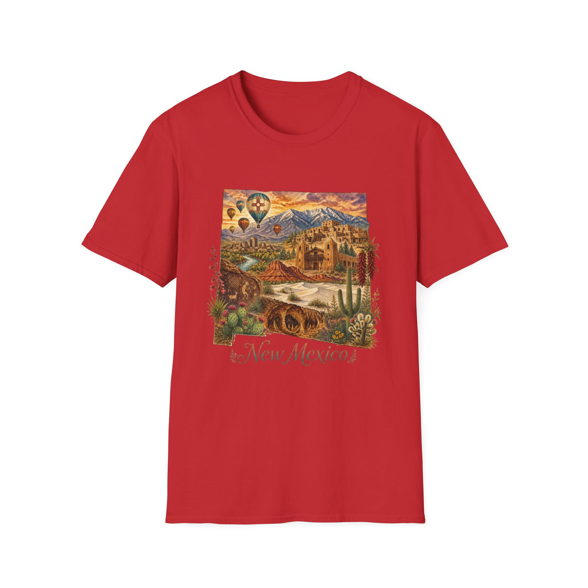 New Mexico State Travel Tourist Graphic Design Unisex 100 Cotton Gildan T-Shirt