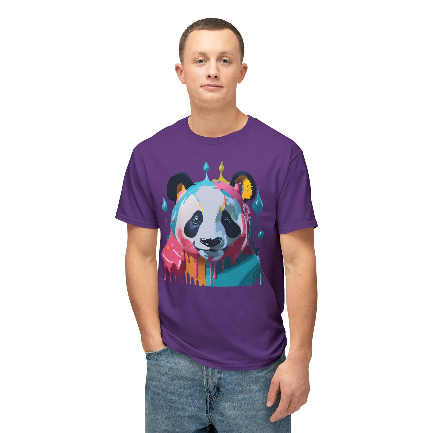 Unisex Panda Art T Shirt With Floral Design Print In HD Cotton 100 Percent USA Made