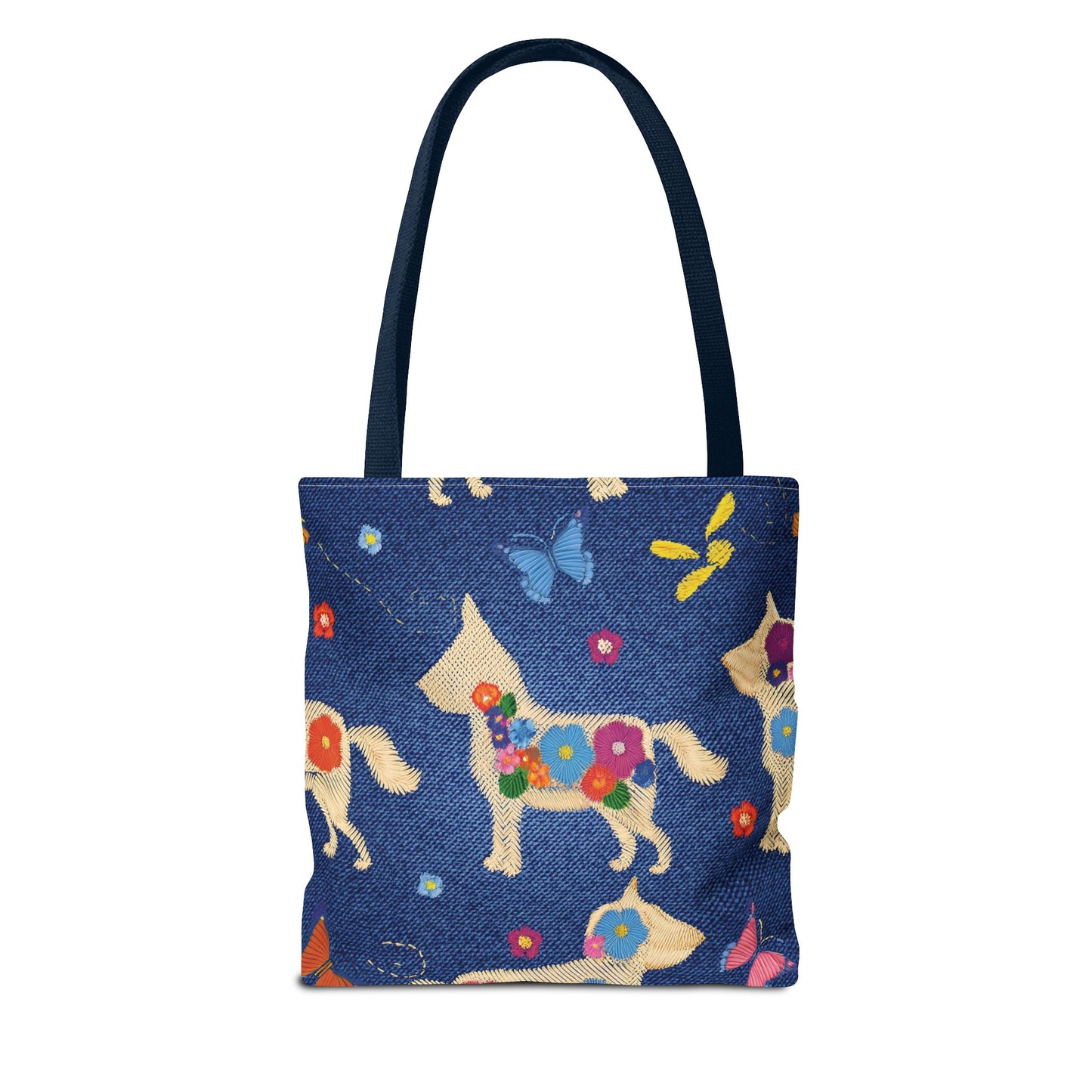 Denim Fabric Imitation Print Unisex Canvas Bag Poly Spun 3 Sizes Tote Bag 191-7