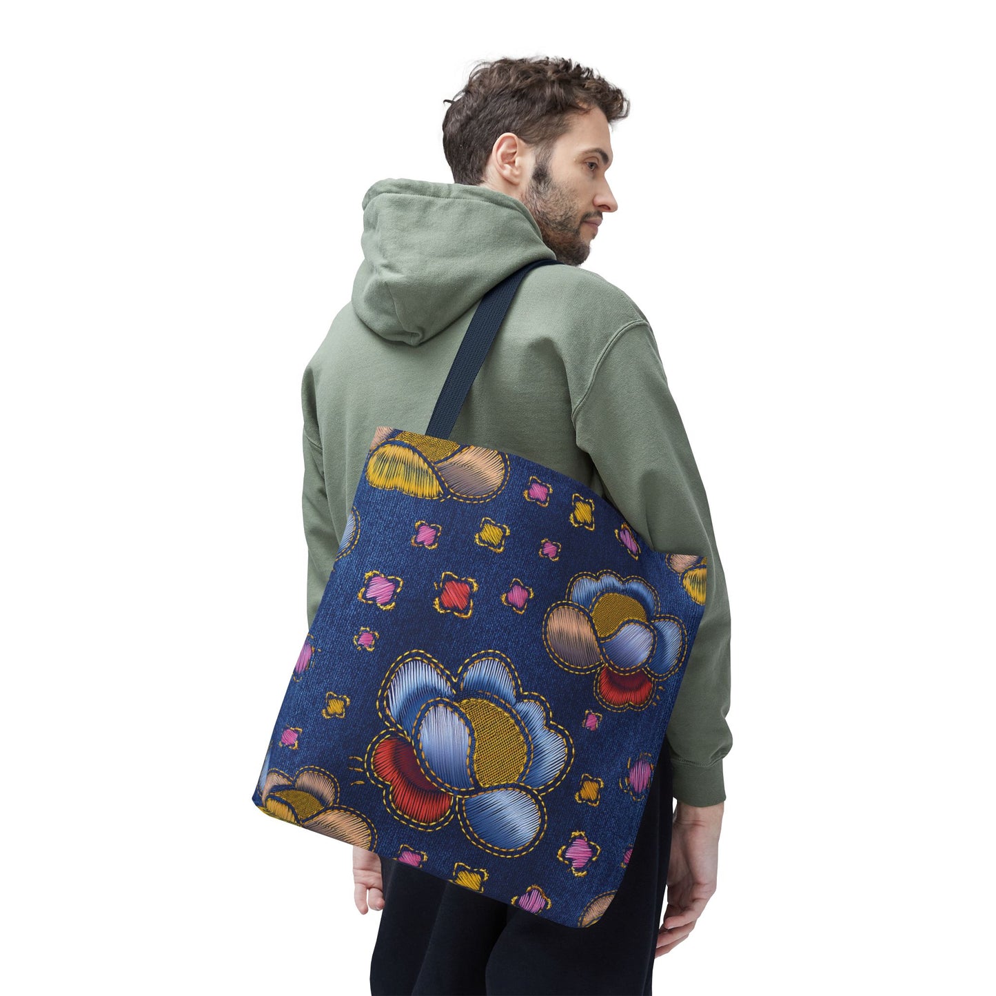 Denim Fabric Imitation Print Unisex Canvas Bag Poly Spun 3 Sizes Tote Bag 164