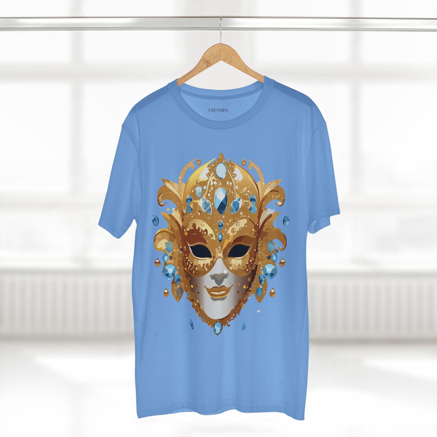 Carnival Mask Graphic T-Shirt Unisex 100 Cotton With Antique Gold Art Design Tee 21