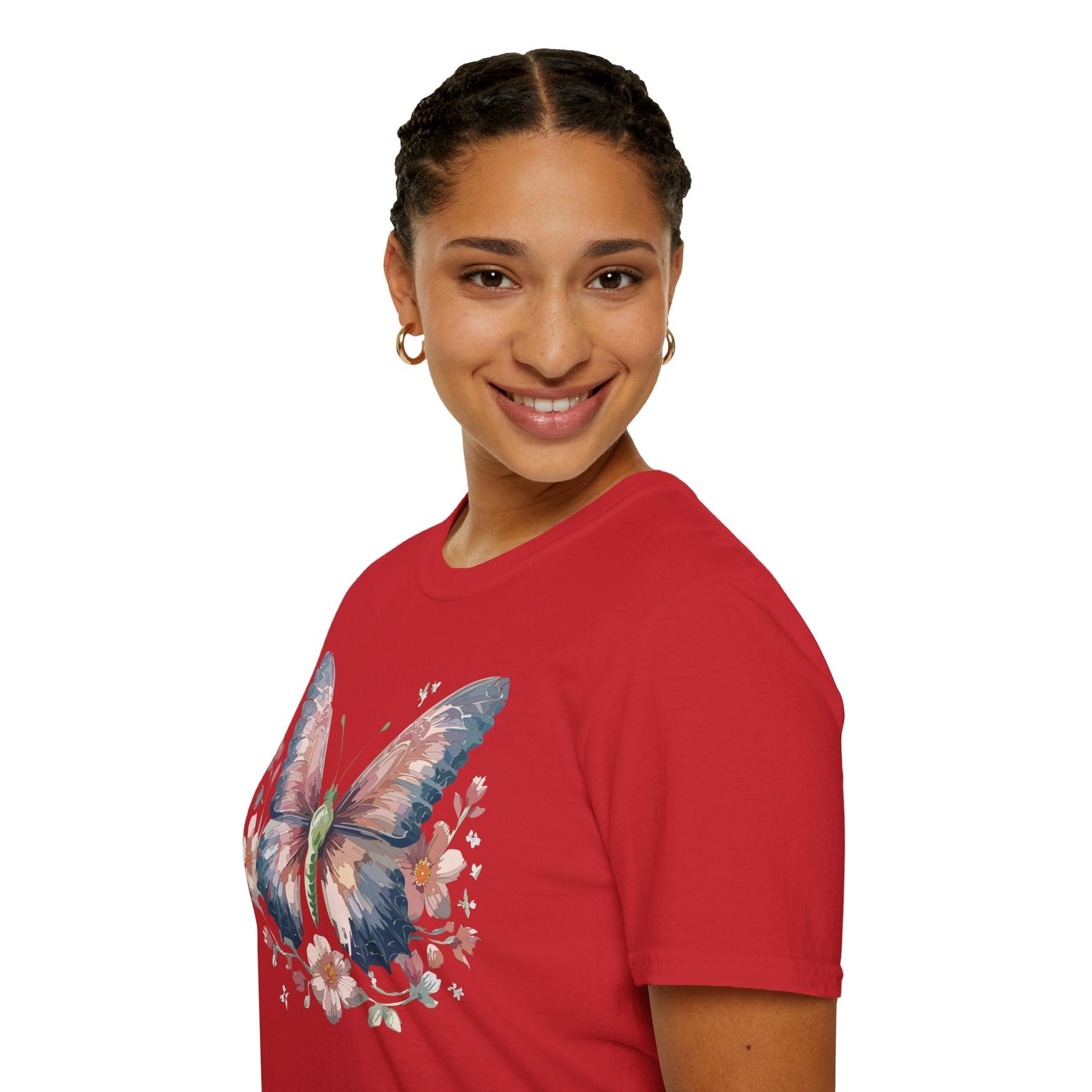 Butterfly Print T Shirt Monarch Unisex Gildan Softstyle 64000 Cotton Tee For Everyday Comfort