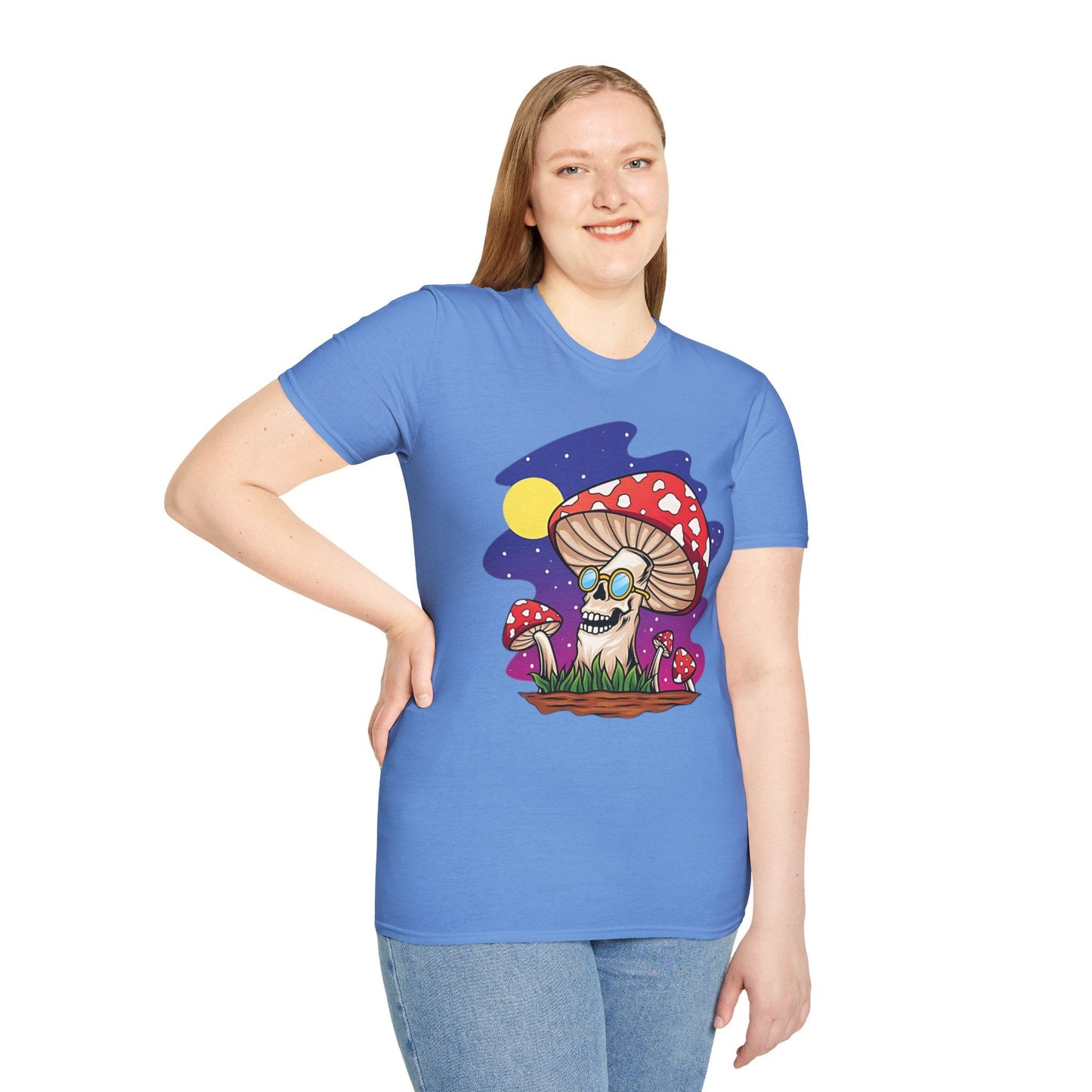 Funny Mashroom Graphic Unisex Softstyle Cotton With Cartoon Illustration Design 26
