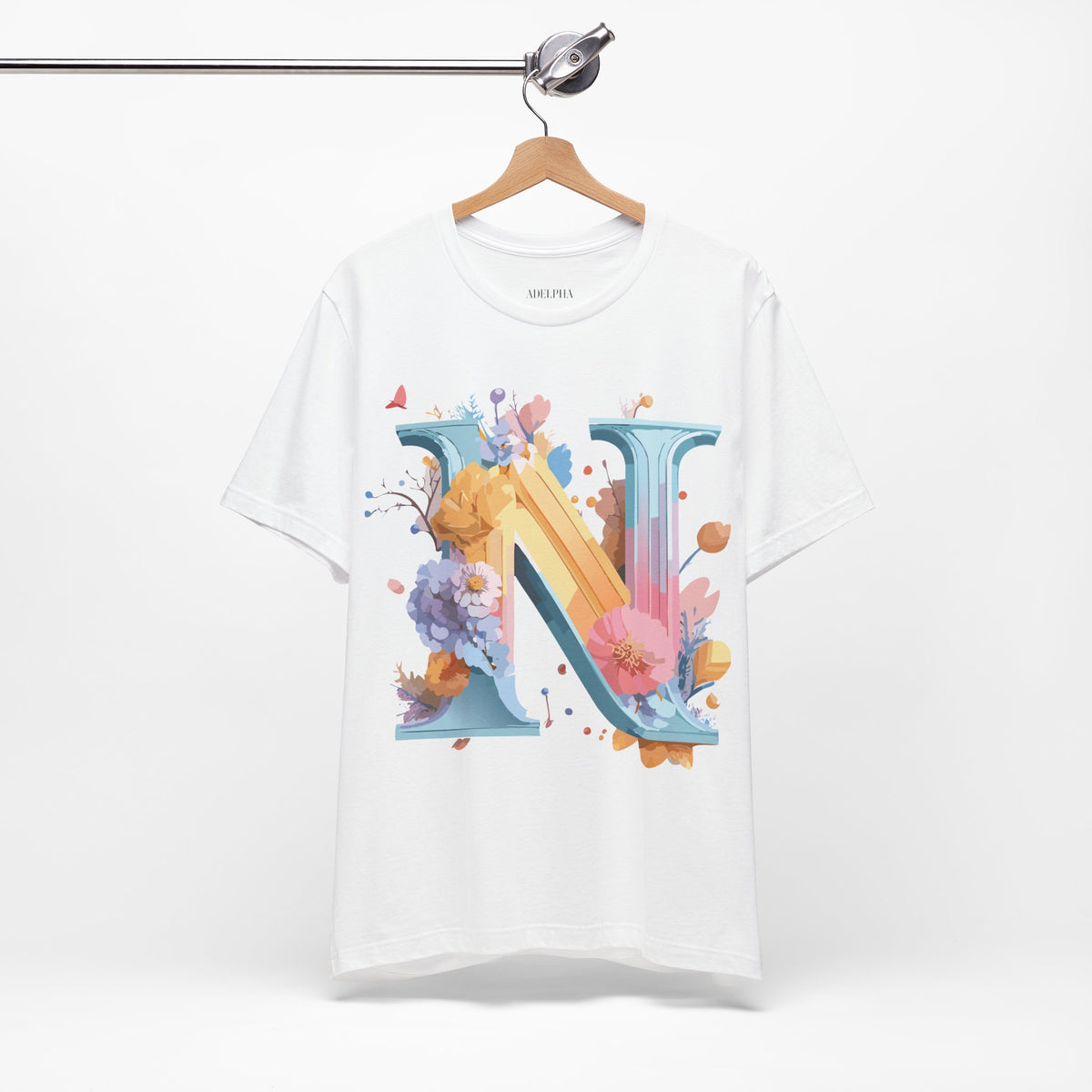 Letter N Graphic Unisex Cotton Bella+Canvas Tee with Art Letter Design