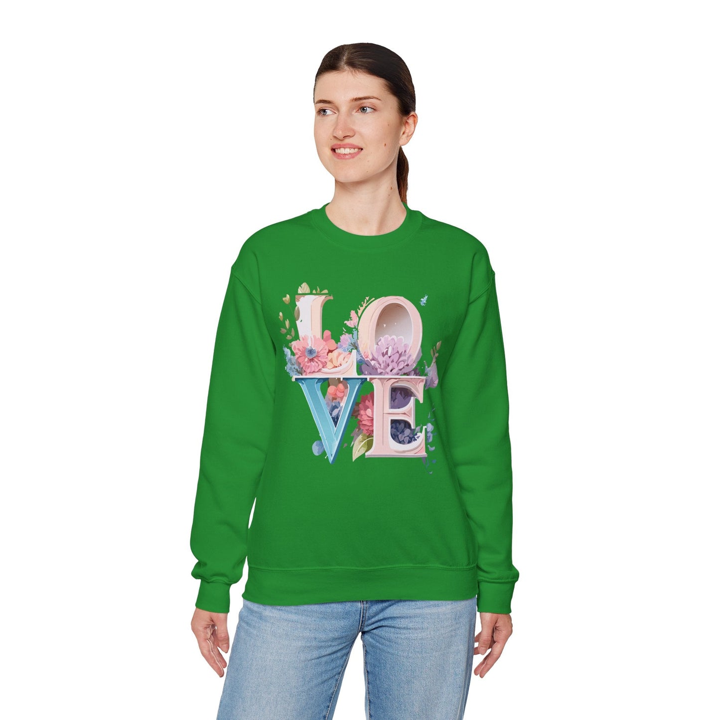 Floral Love Sweatshirt Valentines Day Sweatshirt Love Flower Unisex Crewneck Sweatshirt