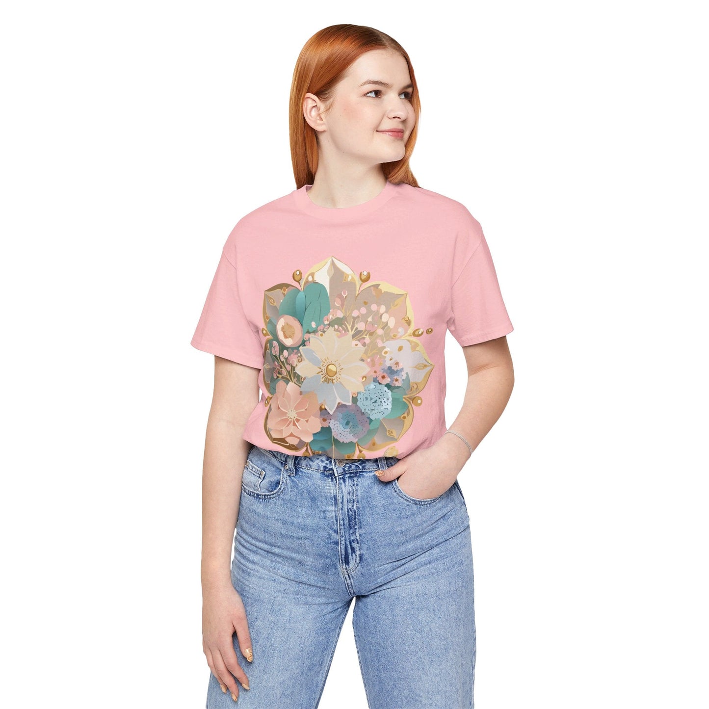 Mandala Graphic Unisex 100 Cotton Vintage Floral Artwork Tee 15