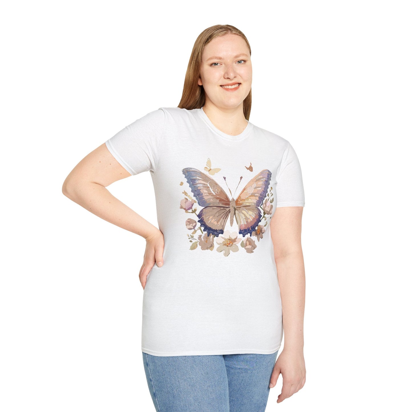 Butterfly T Shirt Unisex Softstyle Monarch Design 100 Percent Cotton Tee For Everyday Comfort