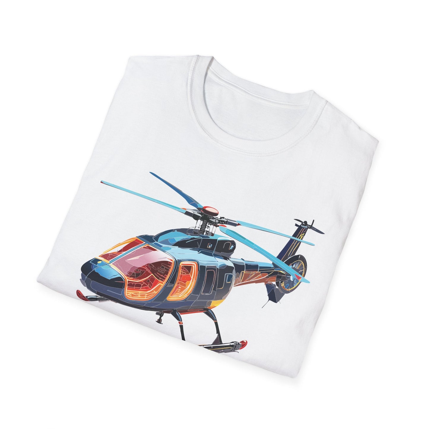 Unisex Helicopter Chopper Shirt Graphic Tee Softstyle 64000 100 Percent Ring Spun Cotton