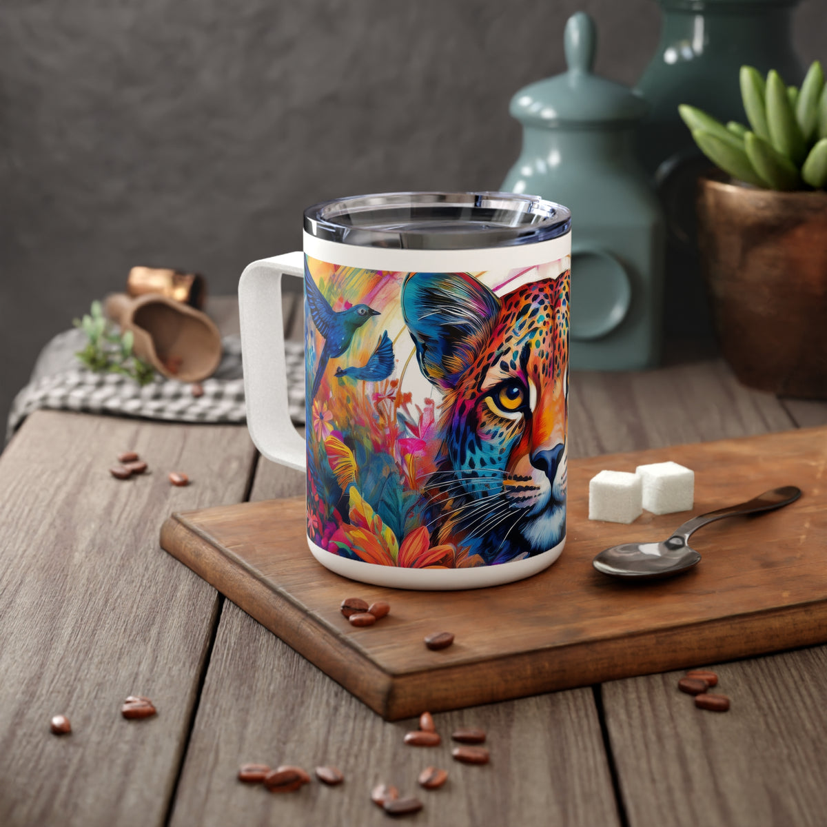41 Art Design Insulated Coffee Mug Clear Lid 10oz Insulated Coffee Mug 10oz