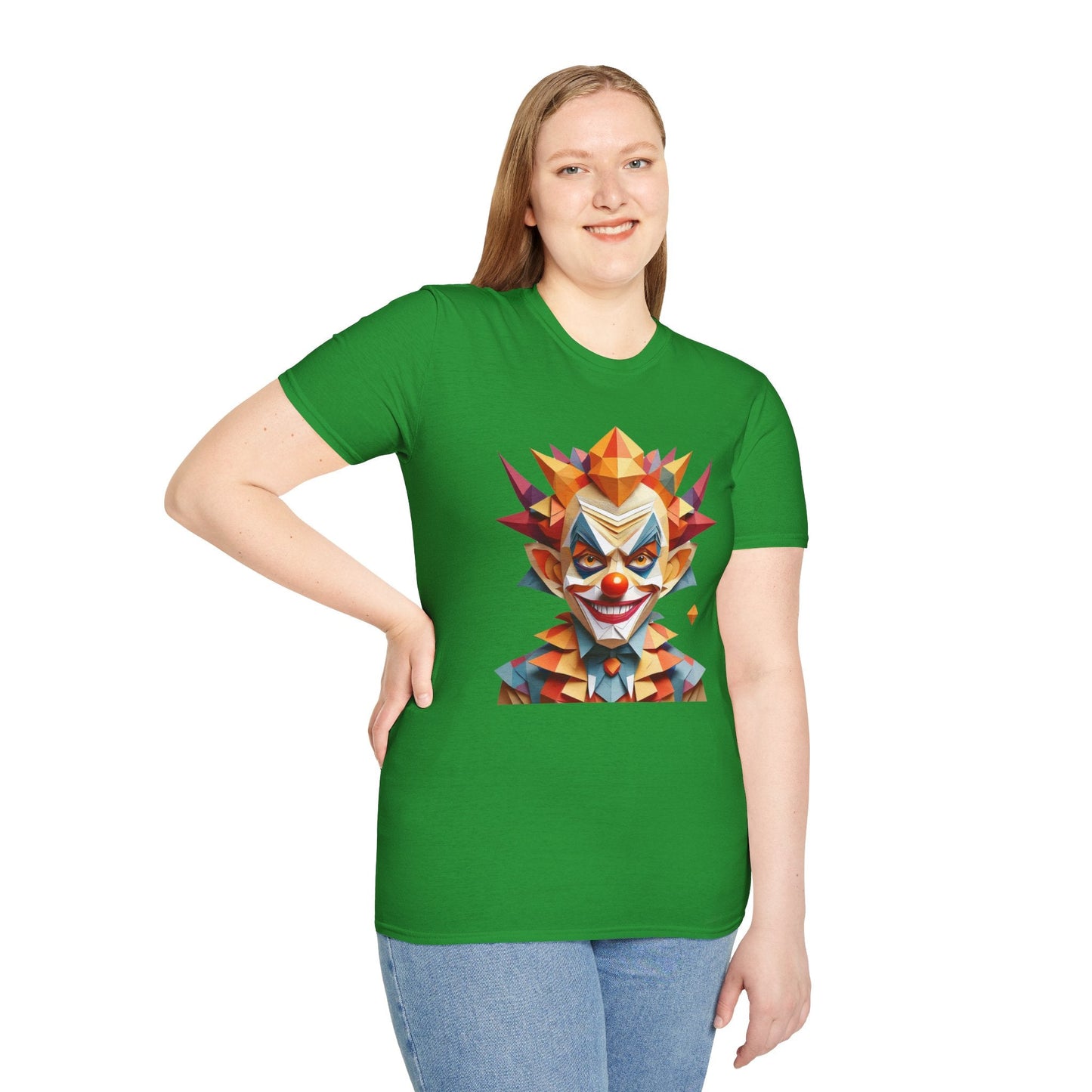 Unisex Clown Shirt With Funny Man Scary Man Circus Theme Tee Gildan Softstyle 64000