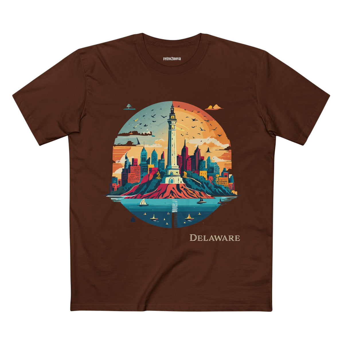 Delaware Lighthouse Skyline Tee | Coastal State Travel Shirt