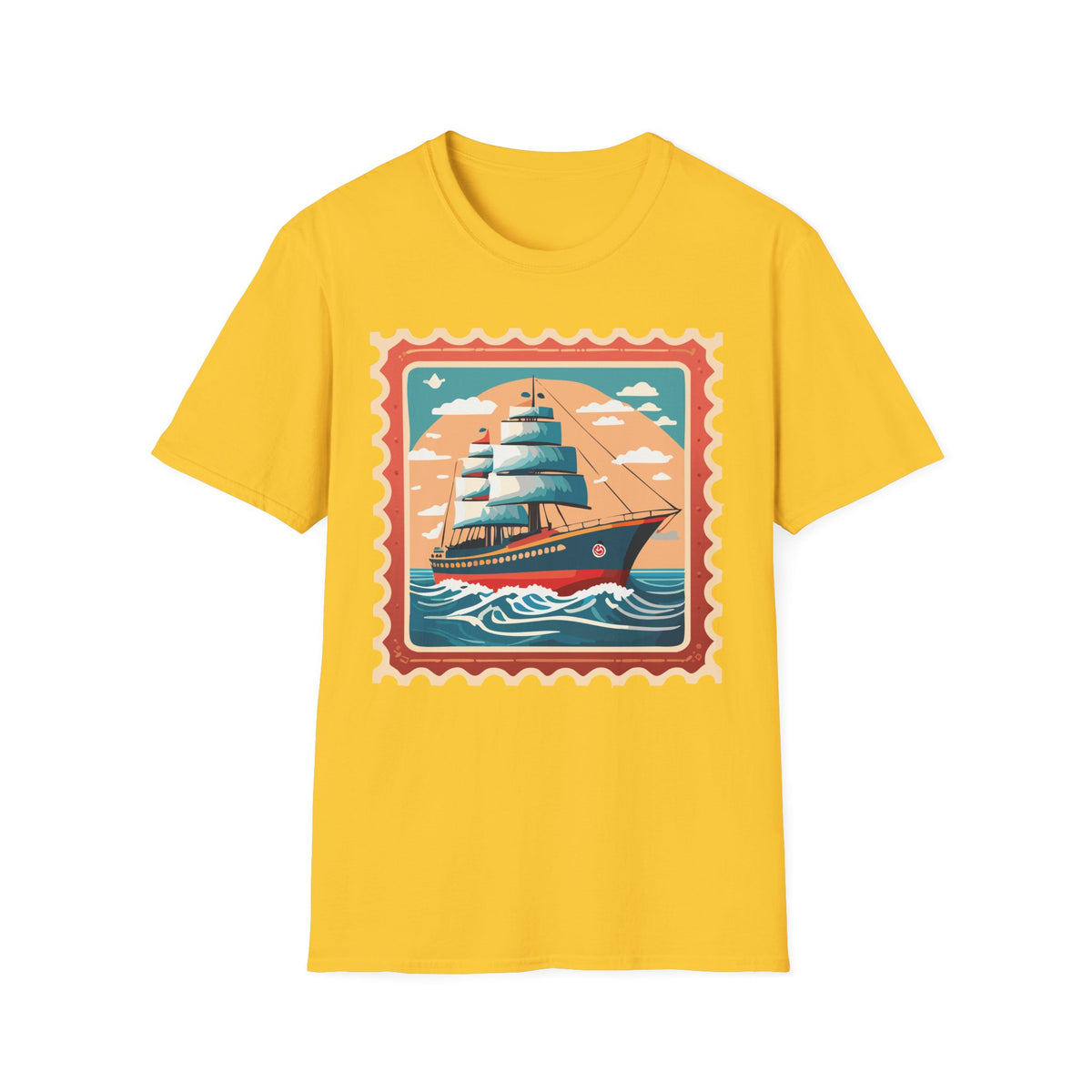 Vintage Sailing Ship T-Shirt | Retro Ocean Stamp Graphic Tee