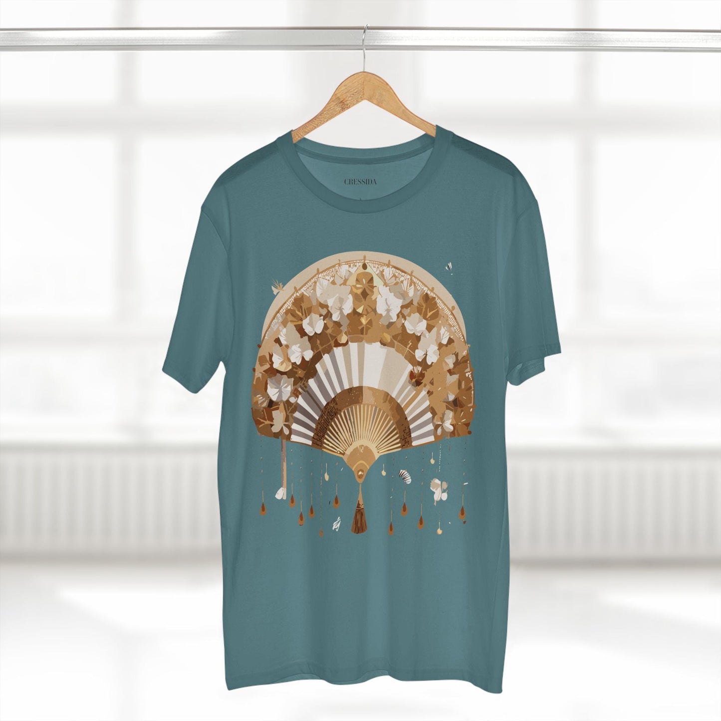 Antique Fan Graphic Design T-Shirt Unisex 100 Cotton Floral Carnival Artwork Tee 17