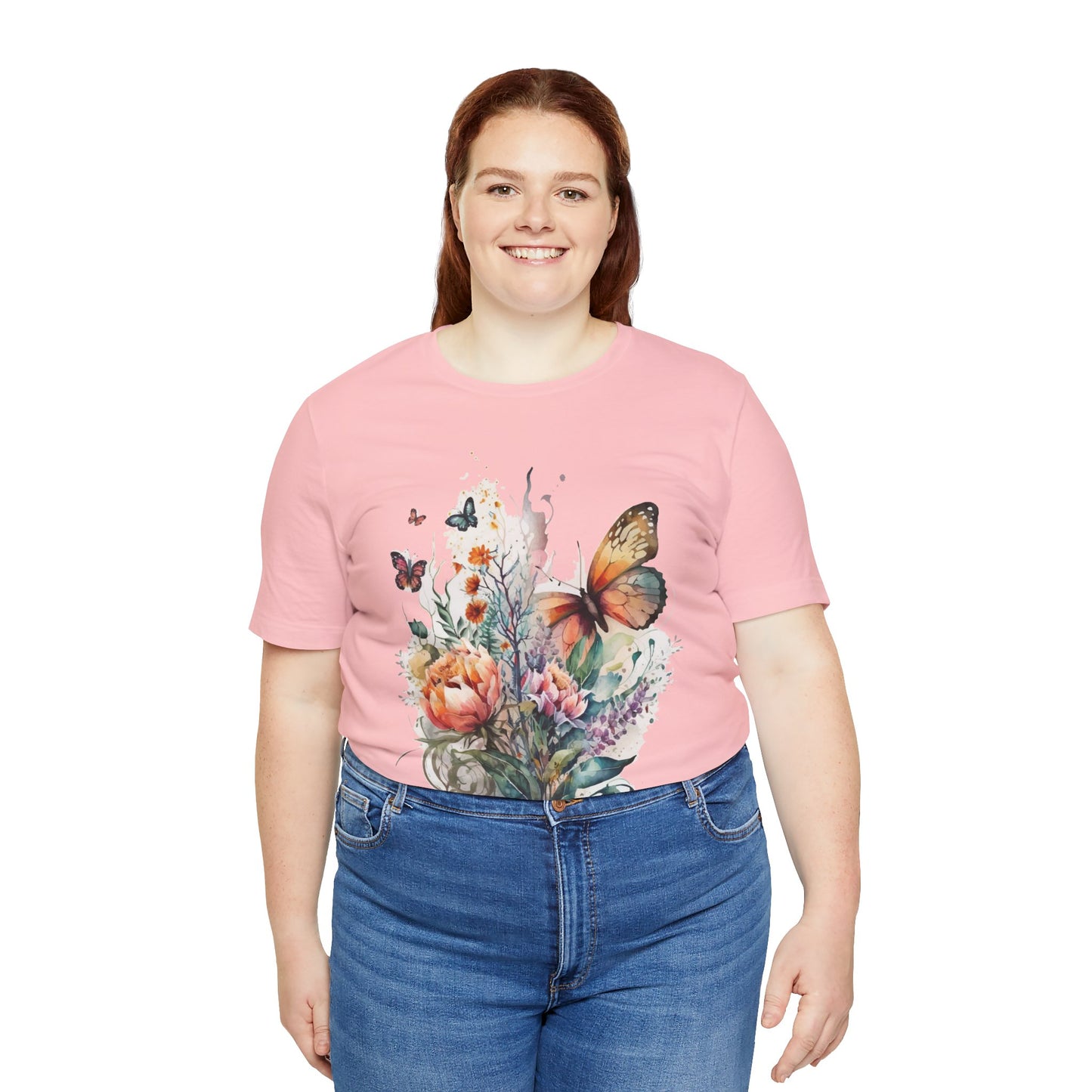 Cotton Tee Shirt with Butterfly Prints