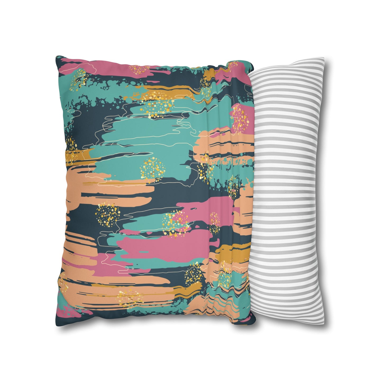 Faux Suede Pillowcase with Abstract print